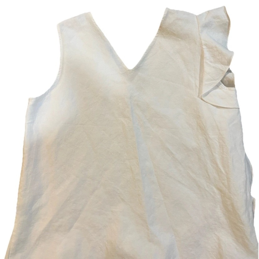 J.MCLAUGHLIN Women Athena Linen Ruffle Tank Sleeveless Blouse Solid MEDIUM - Picture 4 of 10